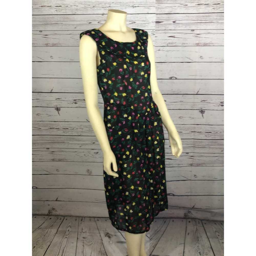 Vintage Y2K Floral black Sheer Sleeveless Dress w… - image 8