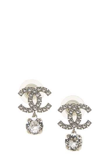 Silver Crystal 'CC' Dangle Earrings