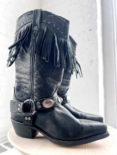 leather fringe cowboy boots