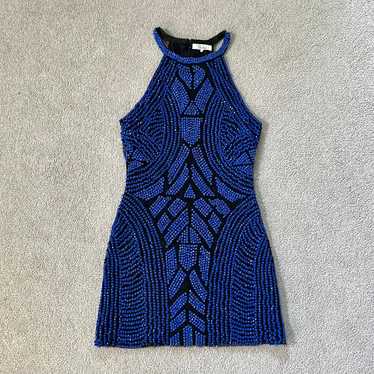 Parker Blue Beaded Bodycon Mini Dress, Size XS