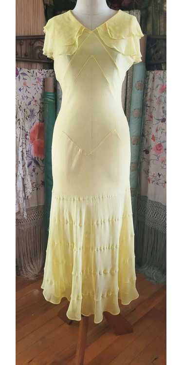 1930s Canary Yellow Bias Dress
