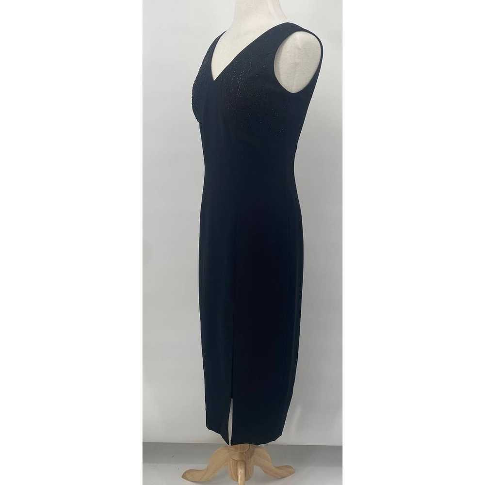 Vintage Beaded Bodice Midi Dress Slinky Sheath Sl… - image 5
