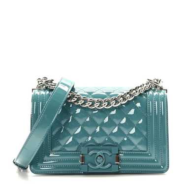 CHANEL Patent Calfskin Quilted Small Plexiglass Bo