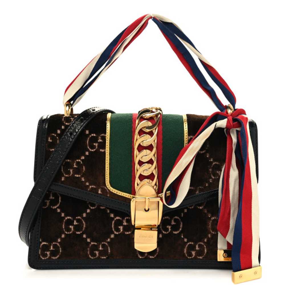 GUCCI Velvet GG Monogram Web Small Sylvie Shoulde… - image 1