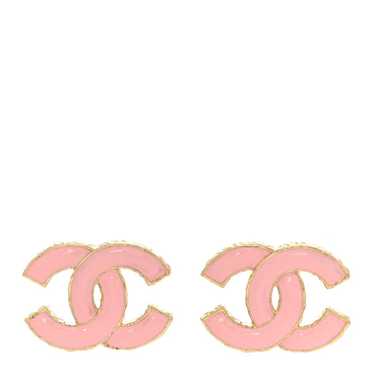 CHANEL Metal Enamel CC Earrings Pink Gold