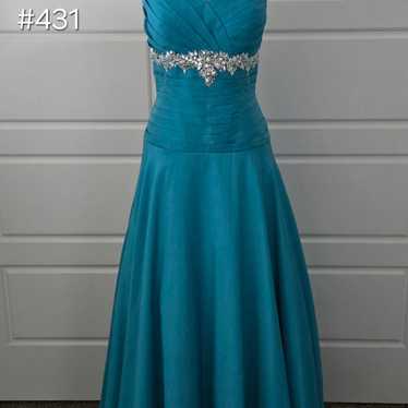 Blue Strapless Fit & Flare Prom Dress