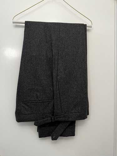 Drakes Grey flannel trousers flat front side tabs