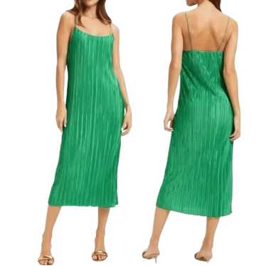 GOOD AMERICAN Green Pleated Midi Dress Size 00/0 (