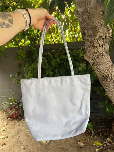 BAGGU Medium leather tote bag in pale blue | Used,