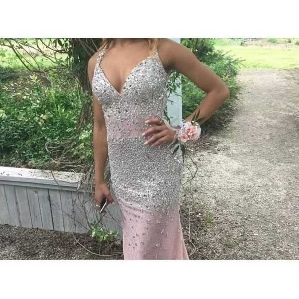 Blush Pink Sequin Cascade Evening Gown - image 1