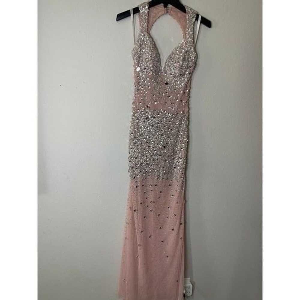 Blush Pink Sequin Cascade Evening Gown - image 2