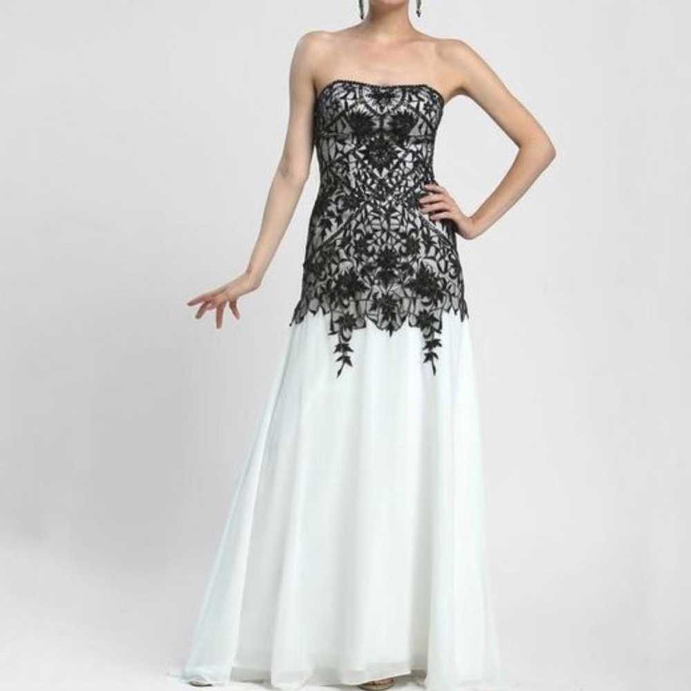 Sue Wong Ivory Strapless Lace Overlay Embroidered… - image 1