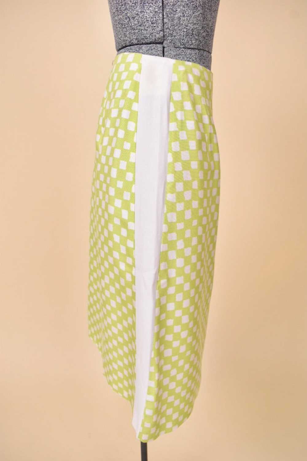 Green Checkered Silk Skirt By Versace, S/M - image 5