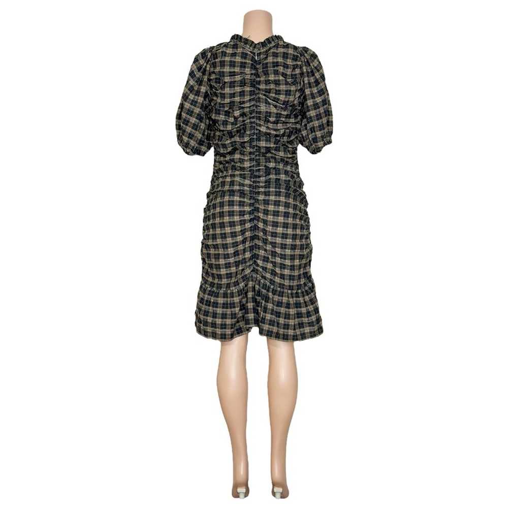 GANNI Ruffled Ruched Check Seersucker Mini Dress,… - image 10