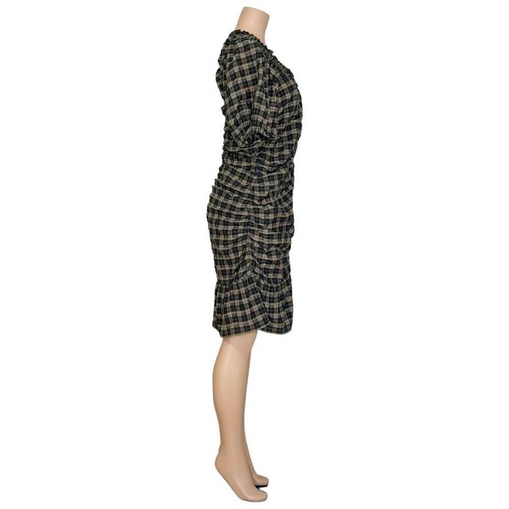 GANNI Ruffled Ruched Check Seersucker Mini Dress,… - image 9