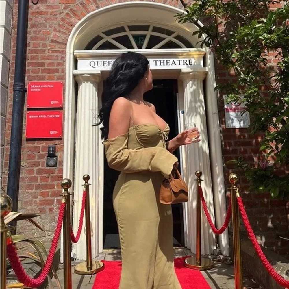 ‘Naomi' Olive Halter Midi Dress - image 2