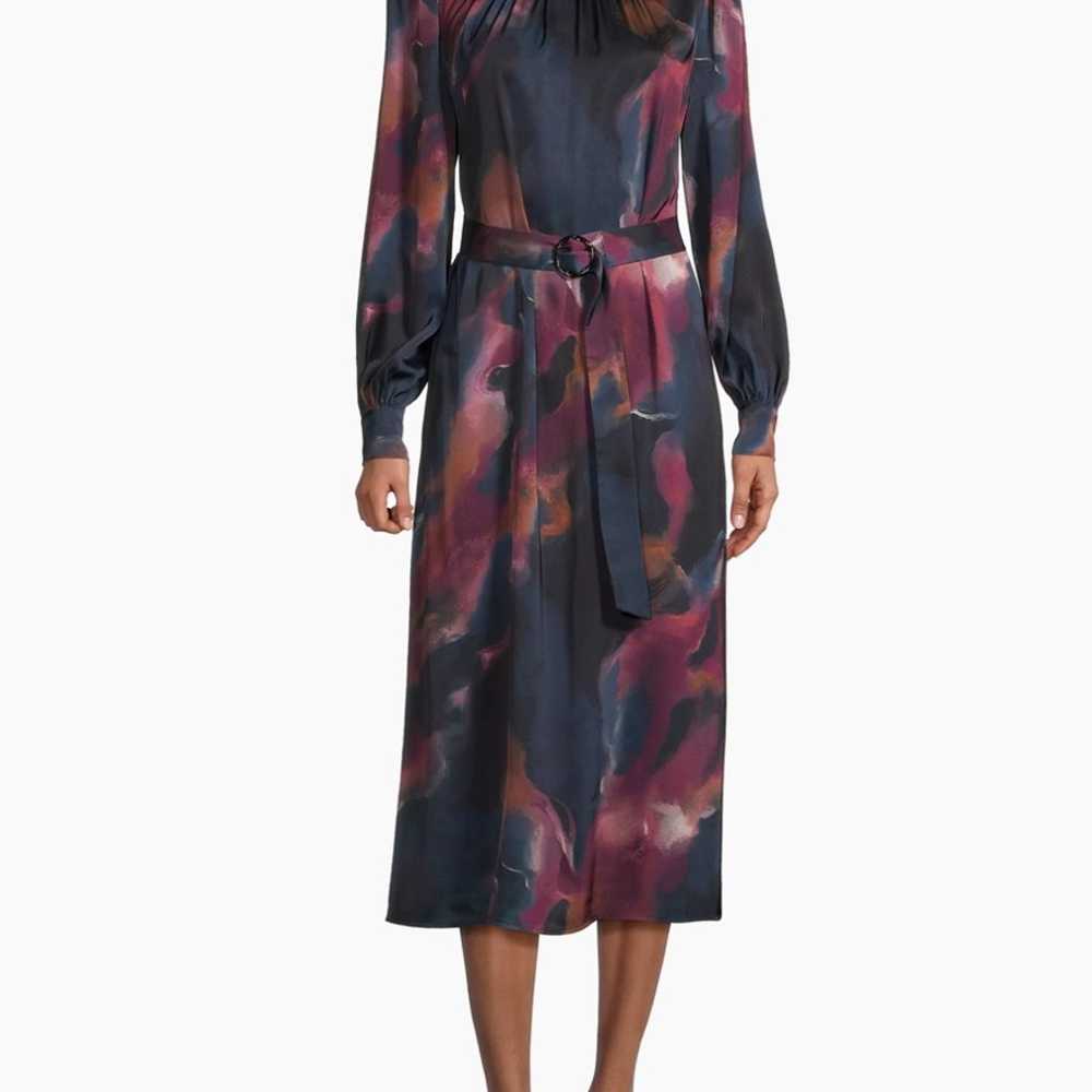 $338 Misook  Watercolor Tie-Waist Dress size L - image 2