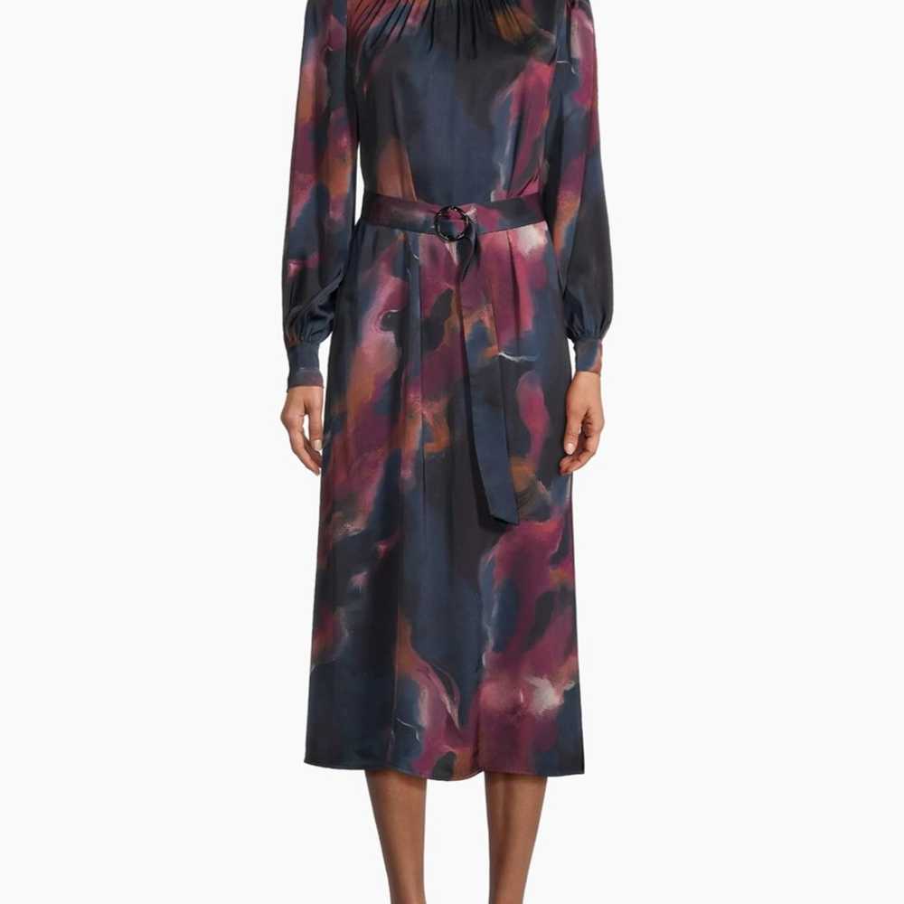 $338 Misook  Watercolor Tie-Waist Dress size L - image 3