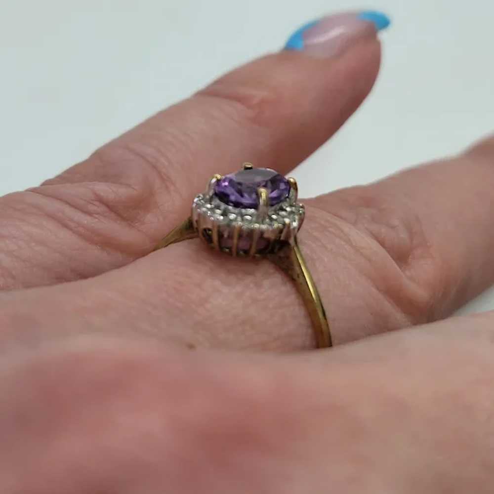 1ct Oval Amethyst & Diamond Cluster Ring - image 10