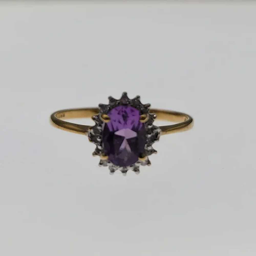 1ct Oval Amethyst & Diamond Cluster Ring - image 3