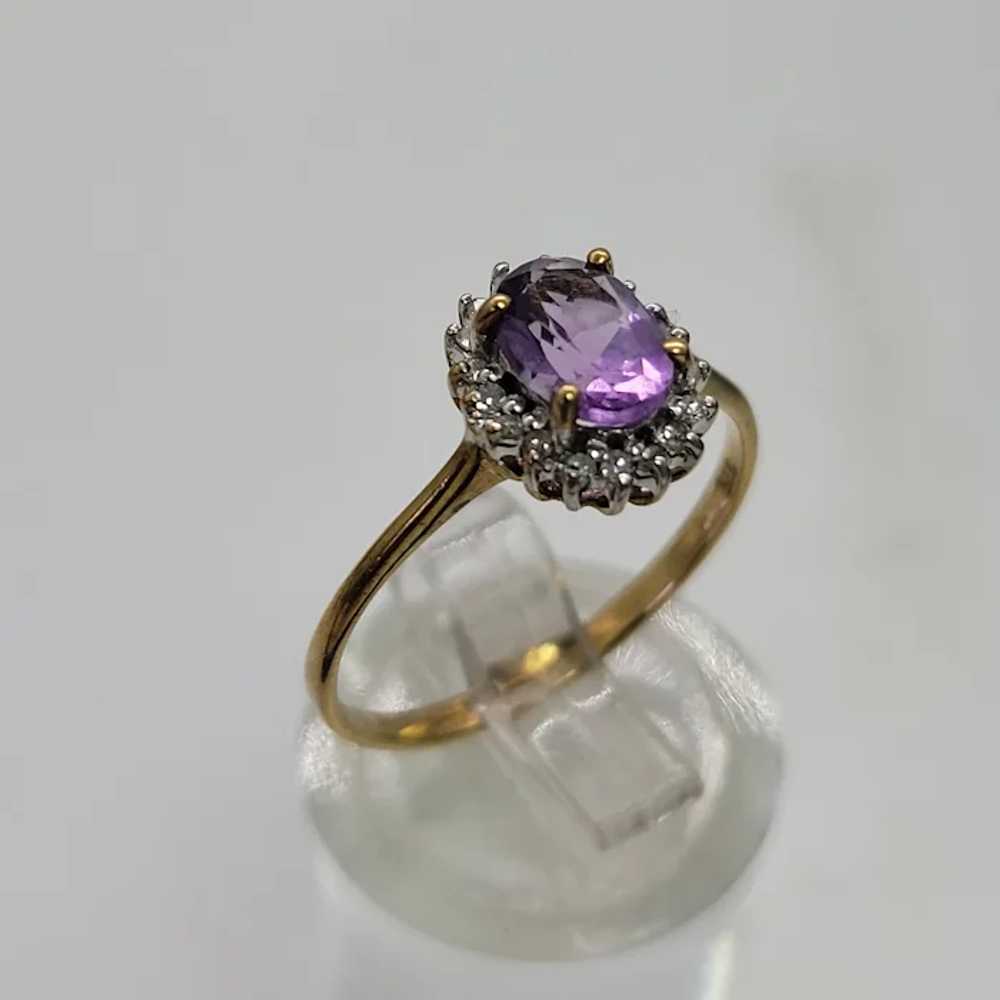 1ct Oval Amethyst & Diamond Cluster Ring - image 4