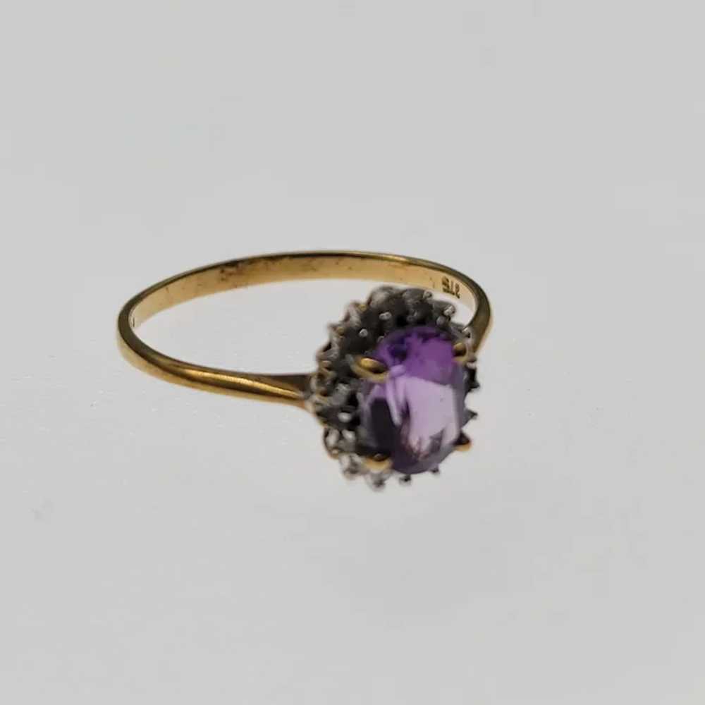 1ct Oval Amethyst & Diamond Cluster Ring - image 5