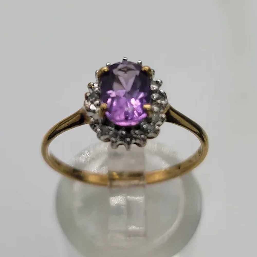 1ct Oval Amethyst & Diamond Cluster Ring - image 6