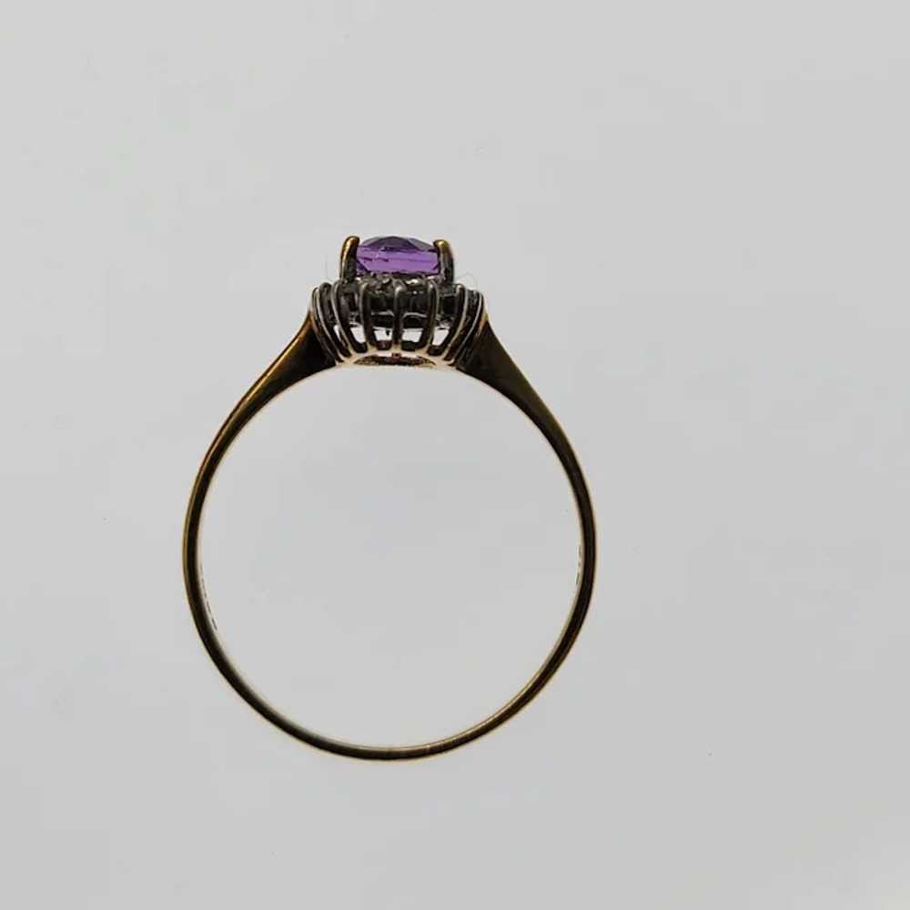 1ct Oval Amethyst & Diamond Cluster Ring - image 7