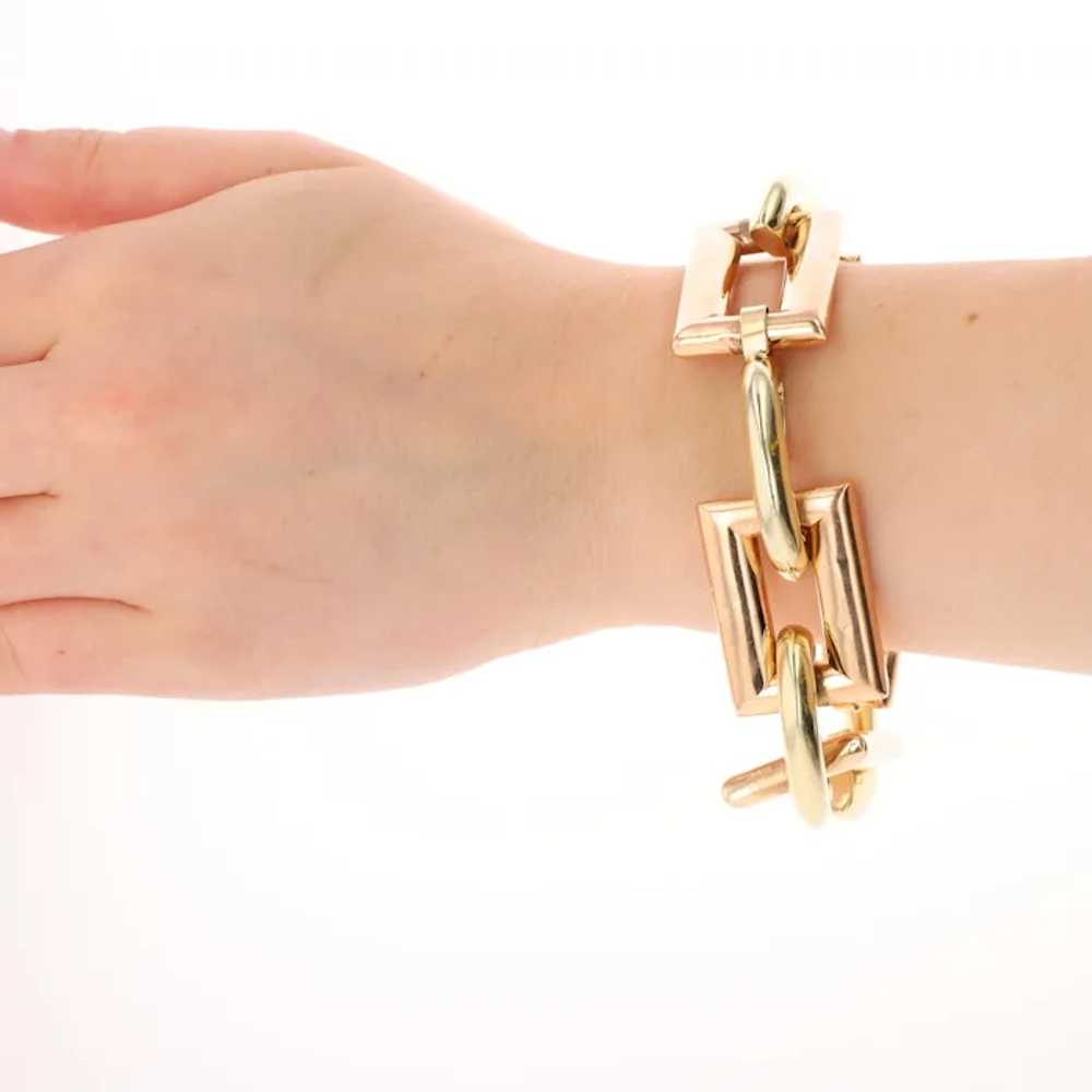 14k Yellow and Rose Gold Geometric Link Bracelet … - image 2