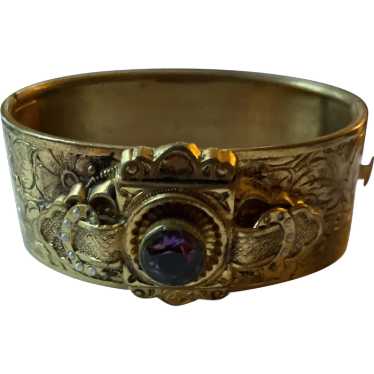 Victorian Revival Jeweled Bangle Bracelet - image 1