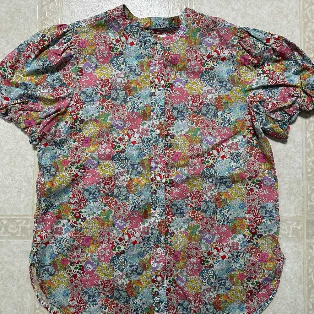 J crew liberty patchwork blouse size 2 - image 1