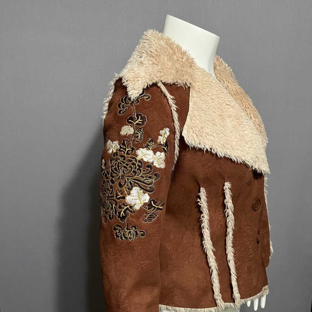 Candies Suede Embroidered Sleeve Faux Fur Cropped… - image 5