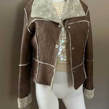 PRUNE Genuine Leather Fur Lined Teddy Coat Medium
