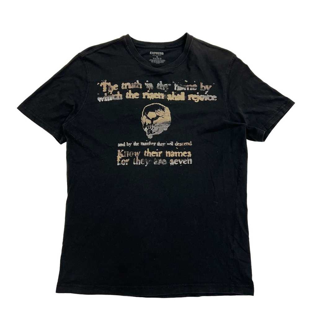Express y2k cyber goth grunge express skull shirt… - image 1