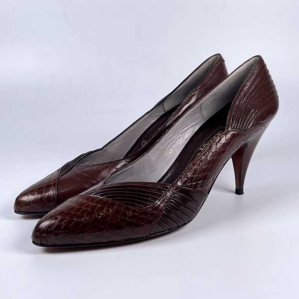 Vintage Evan-Picone Brown Leather Heels Pointed T… - image 1