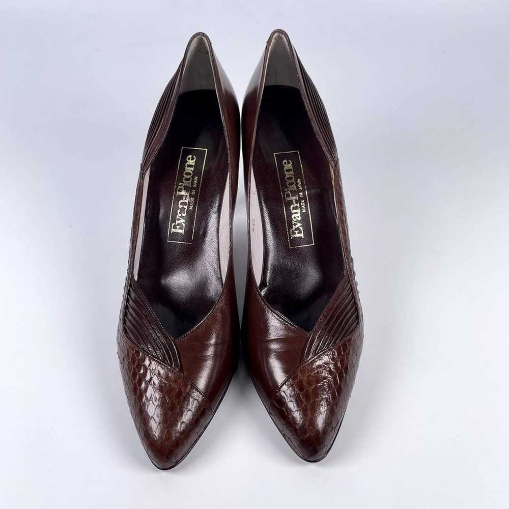 Vintage Evan-Picone Brown Leather Heels Pointed T… - image 3