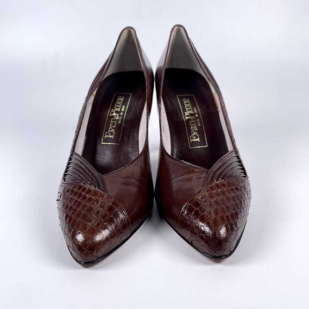 Vintage Evan-Picone Brown Leather Heels Pointed T… - image 4