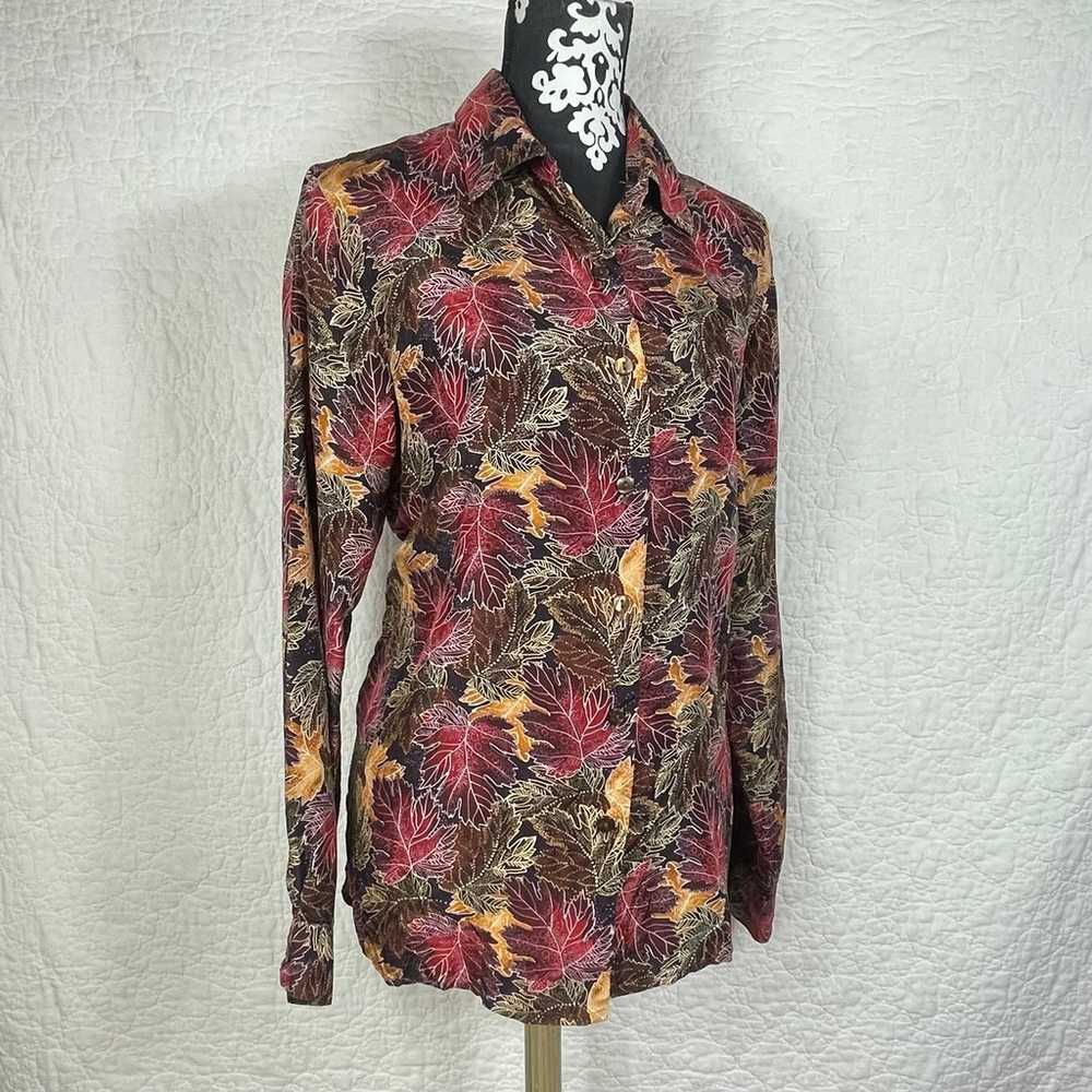 Vintage Willow Ridge Silk 100% Button Up Leaves P… - image 6