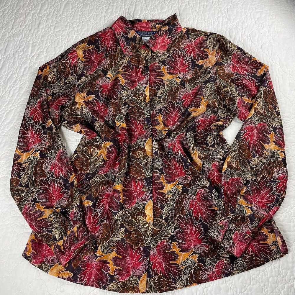 Vintage Willow Ridge Silk 100% Button Up Leaves P… - image 8