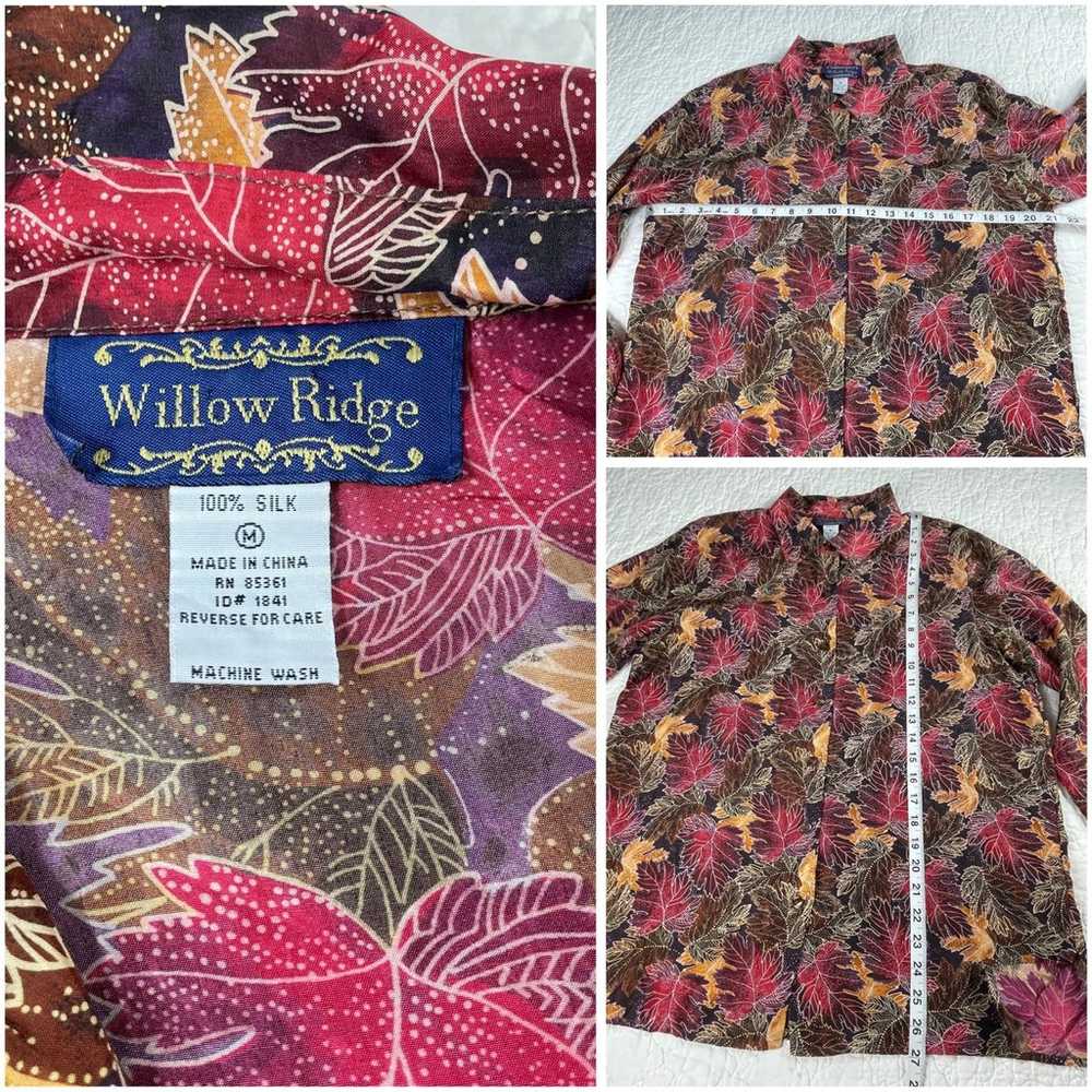 Vintage Willow Ridge Silk 100% Button Up Leaves P… - image 9