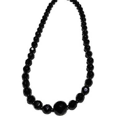 Vintage Ascending Faceted Black Onyx Necklace - image 1