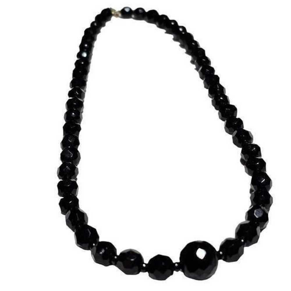 Vintage Ascending Faceted Black Onyx Necklace - image 2
