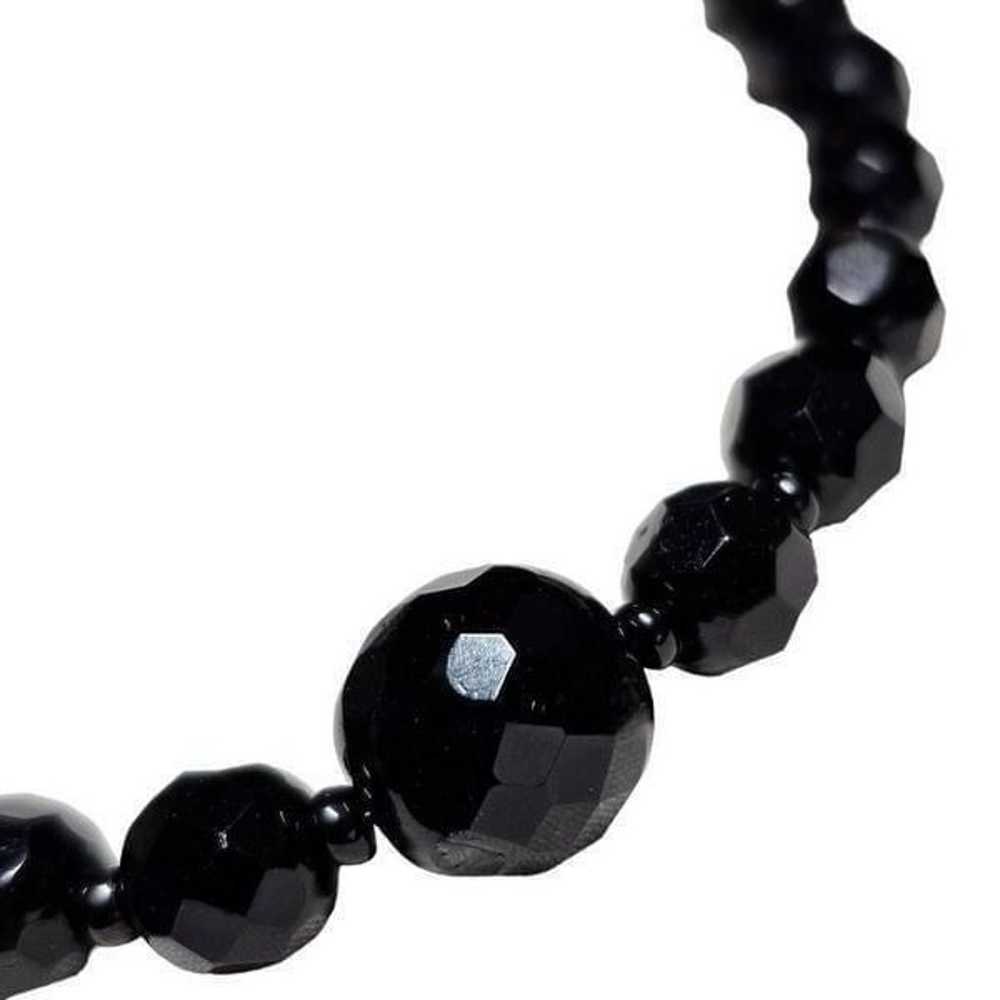 Vintage Ascending Faceted Black Onyx Necklace - image 3
