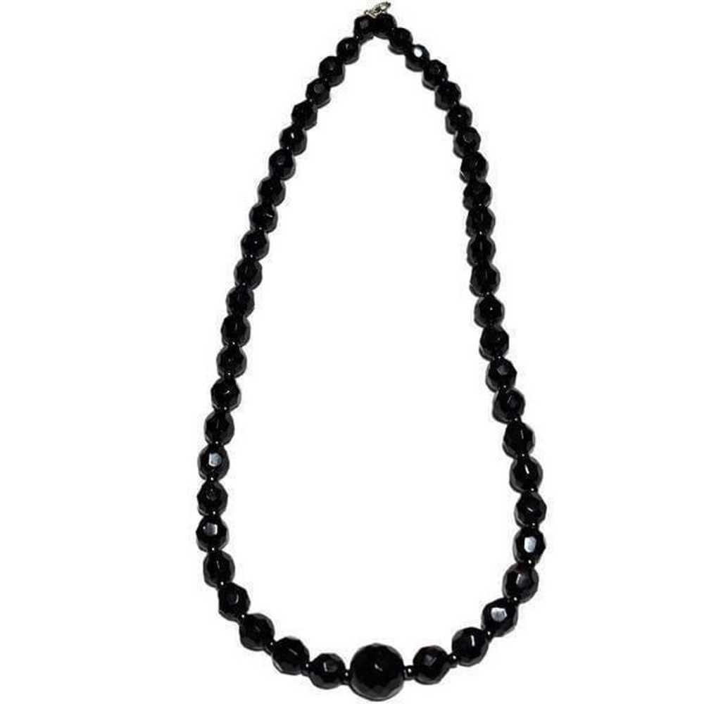 Vintage Ascending Faceted Black Onyx Necklace - image 4