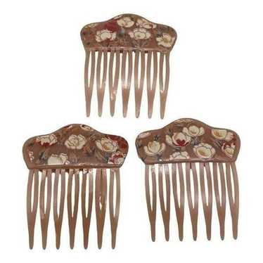 Vintage Pink 3 Hair Combs Signed Made in West Ger… - image 1