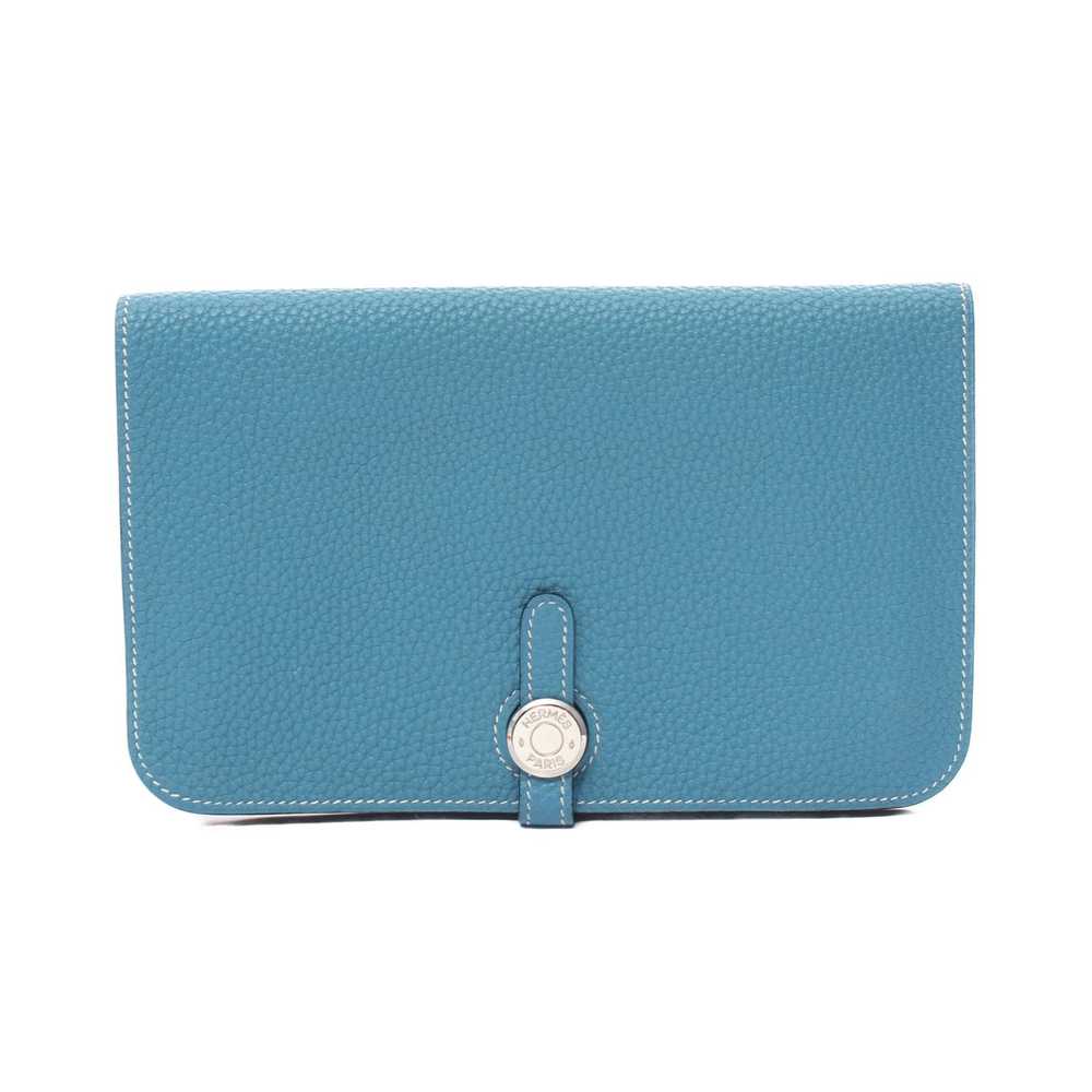 Hermes Dogon GM Blue Jean Bi-Fold Long Wallet Tog… - image 1
