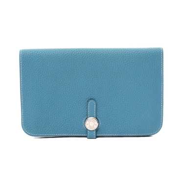 Hermes Dogon GM Blue Jean Bi-Fold Long Wallet Tog… - image 1