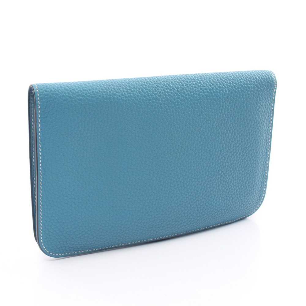 Hermes Dogon GM Blue Jean Bi-Fold Long Wallet Tog… - image 2