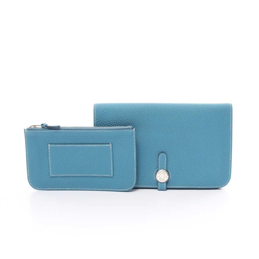 Hermes Dogon GM Blue Jean Bi-Fold Long Wallet Tog… - image 5