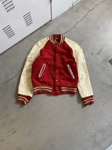 Vintage 1960’s DISTRESSED CREAM AND RED VARSITY